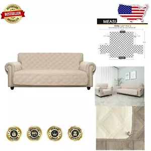 Beige Quilted Sofa Cover - 100% Waterproof, Non-Slip protection for Pets, 68" - Picture 1 of 10