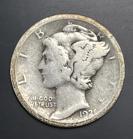 1921-D 10C Denver Mercury Silver Dime Ten 10 Cents Low Mintage 1921D Cover
