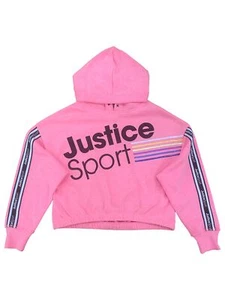 Justice Sport Girls Pink Semi Cropped Pullover Hoodie Sweatshirt - Picture 1 of 1