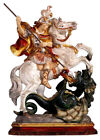 Antique Large Wooden Sculpture George on Horseback And Dragon, Carving Figure
