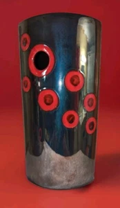 Large Abstract Vase Modern Art Glass Ceramic Hematite Decorative Unique 1 Of 2 - Picture 1 of 6