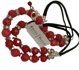 White House/Black Market Necklace Red Crystal Double Strand $48 NWT - Picture 1 of 7