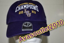 47 Brand LSU Tigers 2023 CWS Baseball National Champions Clean Up Cap Hat Purple
