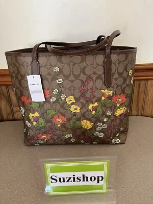 Coach City Tote Bag In Signature Canvas With Floral Print CR165 - Image 1 of 4