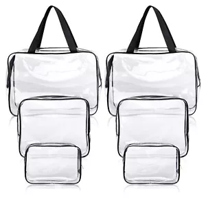 6 Pcs Clear Makeup Bags Cosmetic Bags Waterproof Pvc Toiletry Bag Set With Zippe - Picture 1 of 7