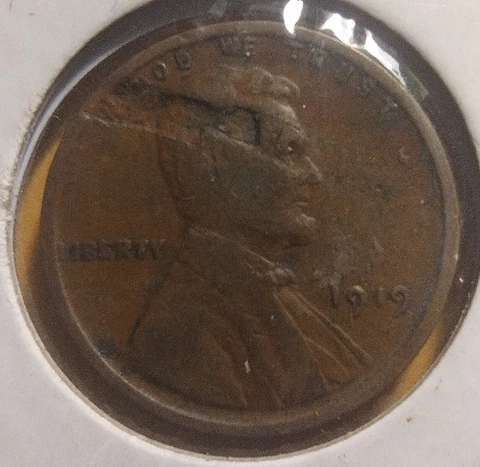 1919 Lincoln Wheat Cent Penny Coin error Obverse Delamination Cover