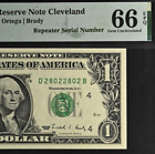 1988 $1 Federal Reserve Note PMG 66EPQ gem repeater serial number 28022802