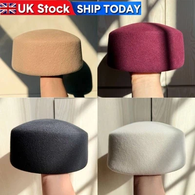 Hard Top Flat Top Hat 100% Wool Pillbox Hat Fashion Fedoras Hats for Party