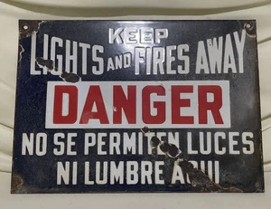 Vintage Porzellan Gefahrenschild 14x10 zweisprachig - Bild 1 von 5