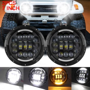 For Toyota Land Cruiser FJ40 1965-1985 7" Round LED Headlight DRL High Low Beam - Picture 1 of 19