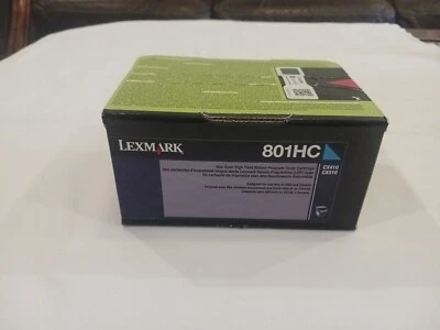 GENUINE LEXMARK HI-YIELD CYAN TONER 801HC CX410 CX510 80C1HC0  - Image 1 of 4