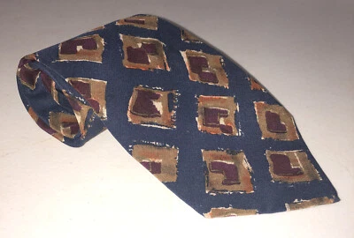 Corbata Emanuel Ungaro Para Hombres Marrón Azul Rojo Geométrica 100% Seda Usada en Excelente Condición Foto 1 de 4