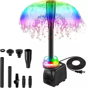 15W 800L/H Submersible Pond Fountain Pump with LED Lights, Ultra Quiet Water Pum - Picture 1 of 6
