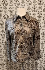 Ruby Rd Shirt Jacket Brown Gold Metallic Abstract PrintWomen's 16 Pre-owned EUC - Picture 1 of 20