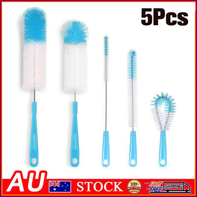 5Pcs Nylon Straw Brush Set Cleaner Bottle Glass Tube Pipe Small Long Cleaning • 14.85$