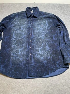 HAUPT Adult long Sleeve button corduroy paisley shirt mens Size XXL 18 Germany - Picture 1 of 13