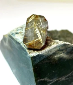 Big, Dramatic Golden Rutilated Quartz, Sterling Silver Octagonal Ring, size 7.75 - Picture 1 of 7