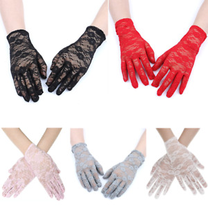 Women Gorgeous Wrist Length Short Lace Gloves Bridal Wedding Party 5 Colors