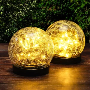 Garden Solar Lights, Outdoor Waterproof Cracked Glass Globe Solar LED Lights for - Picture 1 of 7