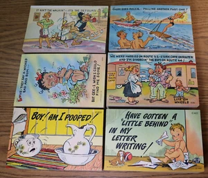 Comic Leinen Postkarten Lot 600 - 6 verschiedene x 100 Duplikate Humor Curteich - Bild 1 von 4