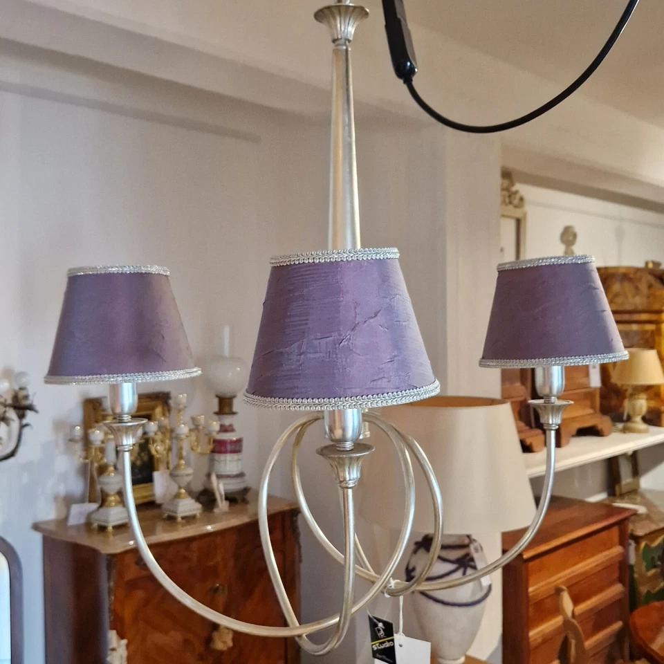 Lampadario foglia argento - Immagine 1 di 2