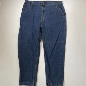 Vtg Bugle Boy 40x34 Y2K 90s 2000S Baggy Tapered Carpenter Dark Denim Jeans - Picture 1 of 9