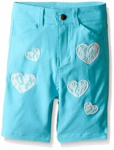 Dream Star Girls' Super Stretch Twill Bermuda Short with Lace Heart Appliques 6 - Picture 1 of 2