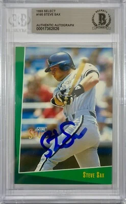 Steve Sax auto signed card 1992 Score #160 MLB Chicago White Sox BAS Encap - Image 1 of 3