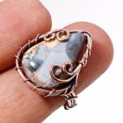Howlite Gemstone Wire Wrapped Handcrafted Copper Gift Jewelry Ring 6.75" SR 203