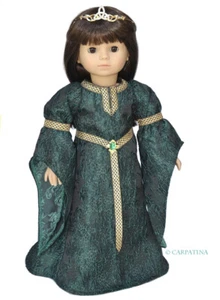Doll Clothes 18" Dress Celtic Princess Green Shoes  Carpatina Fit 18 Inch Dolls - Picture 1 of 3