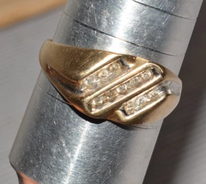 1960s Vintage 10K Gold Diamond Ring 3.9g MENS Sz.13 - Imagen 1 de 7