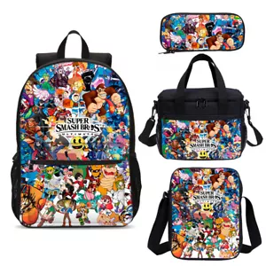 Lote de mochilas escolares aisladas Super Smash Bros dibujos animados para niños bolsa de almuerzo estuche para bolígrafos - Imagen 1 de 19