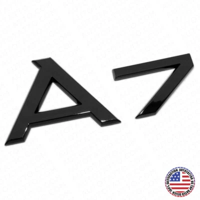 Audi A7 Gloss Black Rear Letter Tail Nameplate Trunk Emblem Badge Sport Sline - Image 1 of 4
