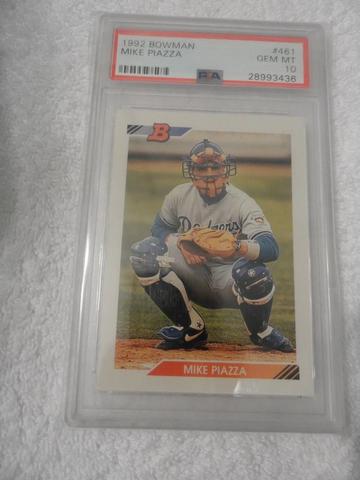 Tarjeta de novato Bowman Mike Piazza 1992 patio de los Dodgers de Los Ángeles #461 RC PSA 10 Foto 1 de 2