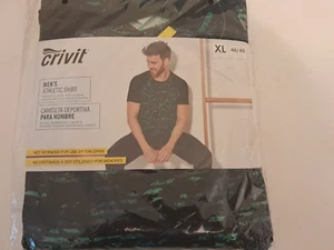 CRIVIT MENS ATHLETIC POLO SHIRT - SIZE XL 46/48 - BLACK WITH GREEN ACCENTS - Picture 1 of 1
