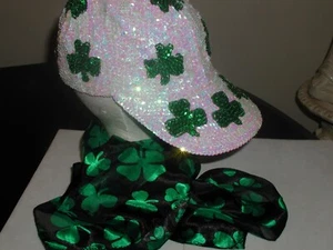 GORRA IRLANDESA DE BÉISBOL TRÉBOL SOMBRERO DE TRÉBOL DE LENTEJUELAS DEL DÍA NUEVO - Imagen 1 de 4