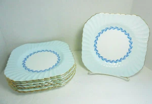 Top Zustand Minton Cheviot blau Mittagessen quadratische Teller - Bild 1 von 11