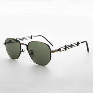 Square Vintage Sunglass Steampunk Industrial Bronze Frame Green lens -Jagger - Picture 1 of 3