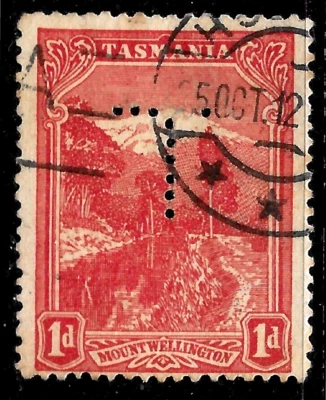 AUSTRALIA TASMANIA SC#103 1905 MONTAJE WELLINGTON usado en muy buen estado perfin "T" Foto 1 de 2