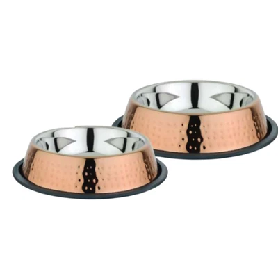 ADVANCE PET PRODUCT Stainless Steel Pet Bowl with Copper Finish – Non-Skid, Heavy-Duty Dog/Cat Bowl