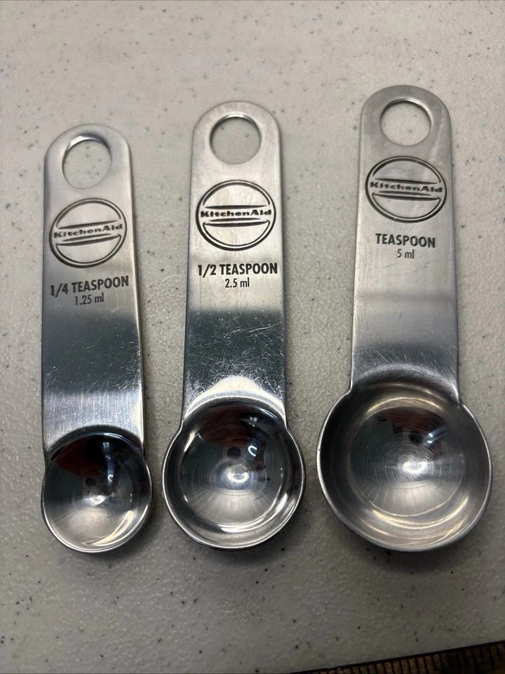 Набор измерительных ложек KitchenAid из нержавеющей стали для выпечки 3 шт. чайная ложка редкая - Изображение 1 из 3