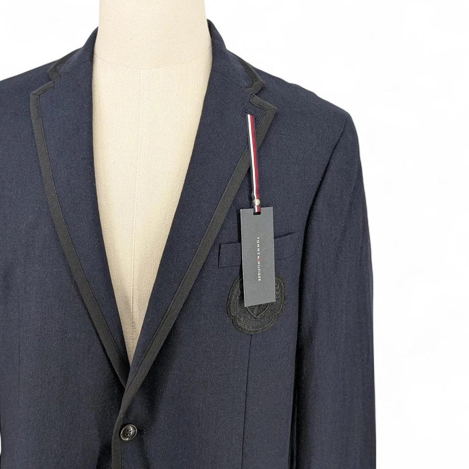 Abrigo Blazer Deportivo Tommy Hilfiger Para Hombre Ajuste Moderno Mezcla Lana Azul Marino 46 L Foto 1 de 4