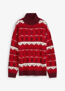 Weihnachtspullover mit Turtleneck Gr. 40/42 Salsarot Damen Strick-Pullover Neu - Bild 1 von 1