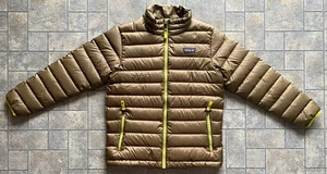 Patagonia Green/Brown Puffer Coat Jacket Kids Size Medium 10 Duck Down - Picture 1 of 22