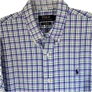 Polo Ralph Lauren Men’s Performance Button Down Shirt Purple Plaid Pony MED - Picture 1 of 7