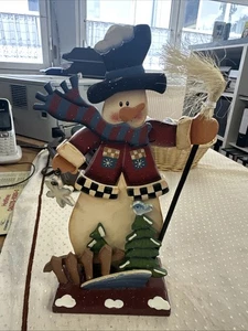 Aufsteller Schneemann Holz Holzfigur Besen Weihnachten  Weihnachtsdeko - Bild 1 von 9
