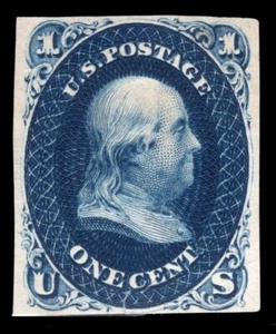 MOMEN: US #63-E11a INDIGO PREMIERE GRAVURE PLATE ESSAY ON INDIA LOT #90060-5* - Picture 1 of 2