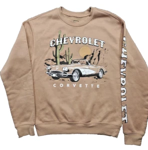 Official GM Corvette Pullover Sweatshirt Adult X Small Brown Arm Spellout Desert - Picture 1 of 8