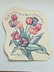 Vtg Laurie Korsgaden Floral Print Magnet GOD IS NEVER MORE THAN A PRAYER AWAY - Picture 1 of 7