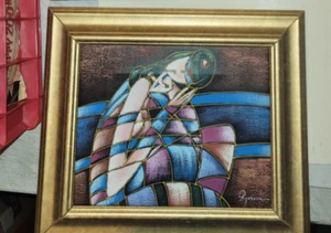 Ian Rystron Abstract Oil Canvas Painting Women in love framed LGBTQ interest - Picture 1 of 4